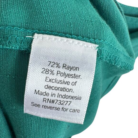 Nine West Green Smocked Ruffled Sleeveless Rayon Blend Lightweight Blouse Sz XXL - Picture 6 of 7